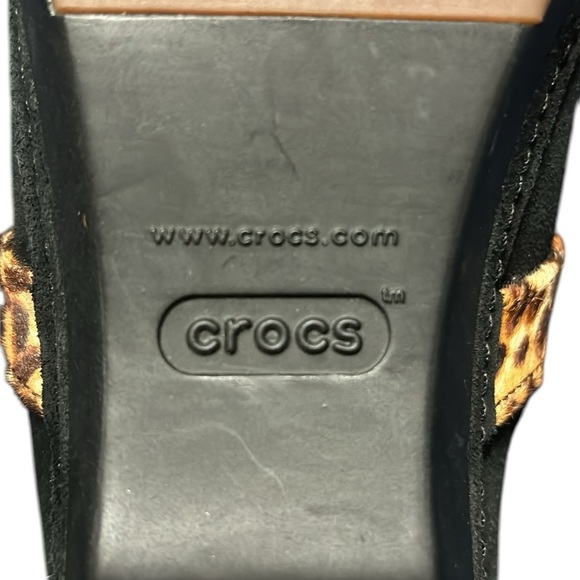 Crocs Sarah Triple Crocs Comfort Suede Clog Mules with Leopard Trim Size 10 - Picture 9 of 11